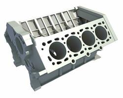 Car V8 Engine Cylinder Head 3D rendering on white background photo