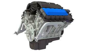 V8 Car Engine 3D rendering on white background photo