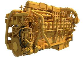 Marine Propulsion Engine 3D rendering on white background photo