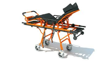 Stretcher Trolley medical equipment 3D rendering on white background photo