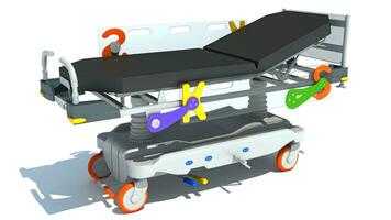 Stretcher Trolley medical equipment 3D rendering on white background photo