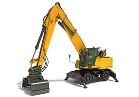 Material Handler heavy construction machinery 3D rendering on white background photo