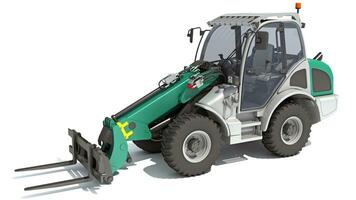 Telescopic Wheel Loader Telehandler Forklift 3D rendering on white background photo