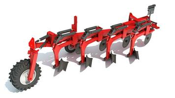 Semi Mounted Farm Plough 3D Rendering on White Background photo