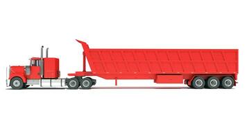 Semi Truck with Tipper Trailer 3D rendering on white background photo