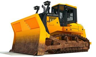 Dozer heavy construction machinery 3D rendering on white background photo