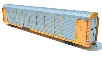 Auto Carrier Rail Train Car 3D rendering on white background photo