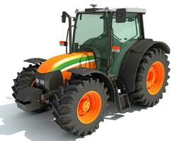 Farm Tractor 3D rendering on white background photo