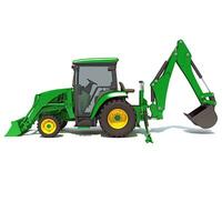 Backhoe Loader 3D rendering on white background photo