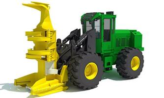 Wheeled Feller Buncher 3D rendering on white background photo