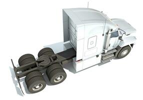 Semi Truck 3D rendering on white background photo