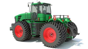 Wheeled Articulated Farm Tractor 3D rendering on white background photo