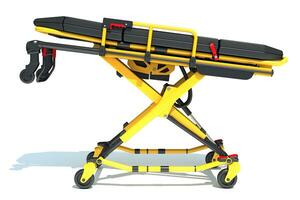 Stretcher Trolley medical equipment 3D rendering on white background photo