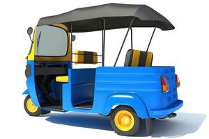 Mini Taxi Auto Rickshaw 3D rendering on white background photo