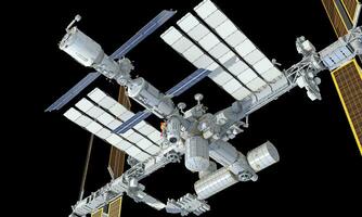 International Space Station ISS 3D rendering on black background photo