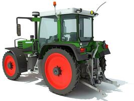 Farm Tractor 3D rendering on white background photo