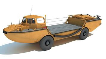 Amphibious Vehicle 3D rendering on white background photo