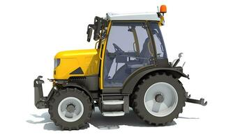 Farm Tractor 3D rendering on white background photo