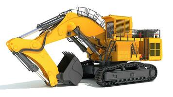 Tracked Mining Excavator Shovel heavy construction machinery 3D rendering photo