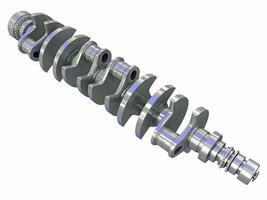 V12 Engine Crankshaft 3D rendering on white background photo