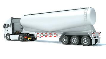 Semi Truck with Tank Trailer 3D rendering on white background photo