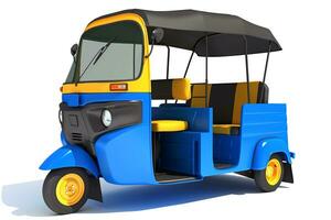 Auto Rickshaw Bajaj TukTuk 3D rendering on white background photo