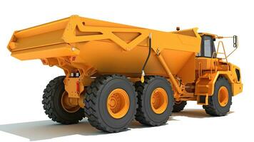 Mining Dump Truck heavy construction machinery 3D rendering on white background photo