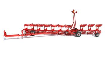 Semi Mounted Plough farm equipment 3D rendering on white background photo