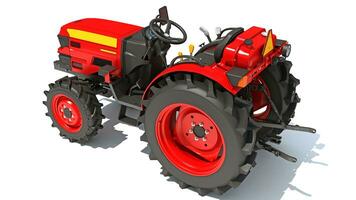 Farm Tractor 3D rendering on white background photo