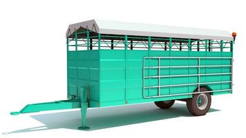 Farm Trailer 3D rendering on white background photo