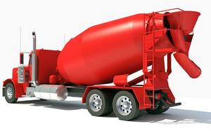 Concrete Mixer Truck heavy construction machinery 3D rendering on white background photo