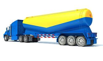 Truck with Tank Trailer 3D rendering on white background photo