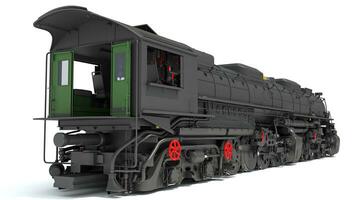 Steam train locomotive 3d rendering on a white background photo