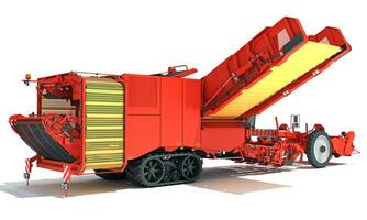 Potato Combine Harvester farm equipment 3D rendering on white background photo