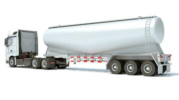 Truck with Tank Trailer 3D rendering on white background photo