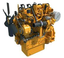 Industrial Diesel Engine 3D rendering on white background photo