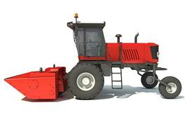 Farm Swather Windrower Harvester 3D rendering on white background photo