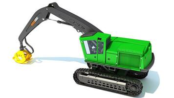 Forest Machine Loader heavy construction machinery 3D rendering on white background photo