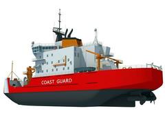 Coast Guard Icebreaker ship 3D rendering of ice breaking on white background photo