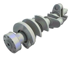 Engine Crankshaft 3D rendering on white background photo