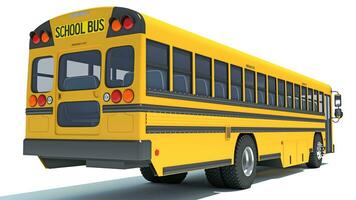 colegio autobús 3d representación en blanco antecedentes foto