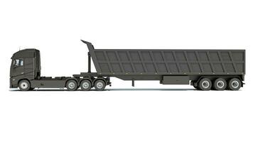 Semi Truck with Tipper Trailer 3D rendering on white background photo