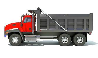 Dump Truck 3D rendering heavy construction machinery on white background photo