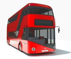 Double Decker City Bus 3D rendering on white background photo