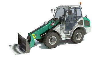 Telescopic Wheel Loader Telehandler Forklift 3D rendering on white background photo