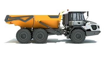 Articulated Mining Truck 3D rendering on white background photo