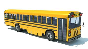 colegio autobús 3d representación en blanco antecedentes foto