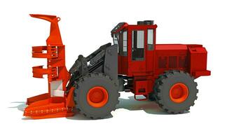 Wheeled Feller Buncher 3D rendering on white background photo