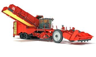 Potato Combine Harvester farm equipment 3D rendering on white background photo