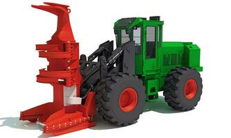 Wheeled Feller Buncher 3D rendering on white background photo